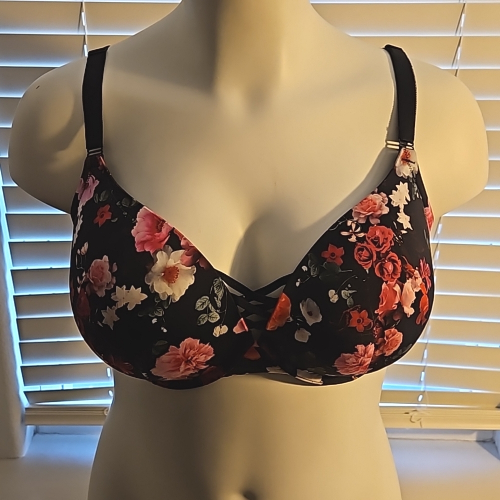 Torrid Curve 46D Plunge Push-Up Floral Pattern Bra